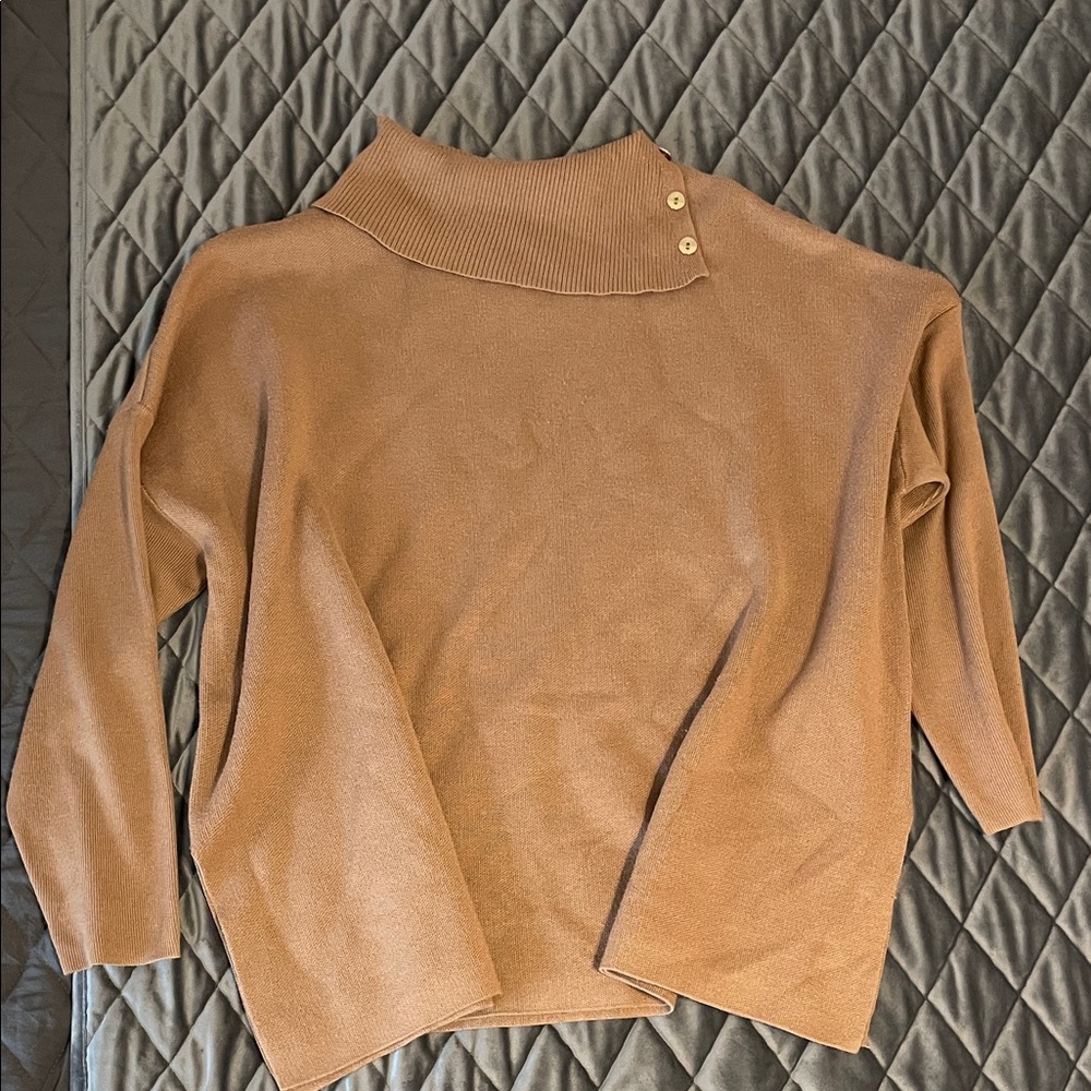 Elegant Tan Cowl Neck Sweater